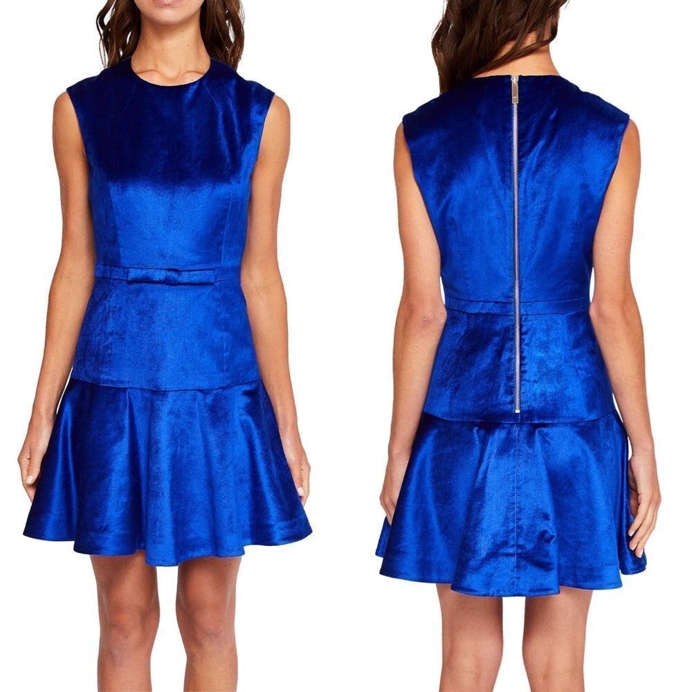 NWT Ted Baker Maryann Velvet Ruffle Hem Dress Sz 4